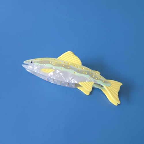 Yellow Salmon Fish Hair Clip - Cute Acetate Claw Clip for Women
