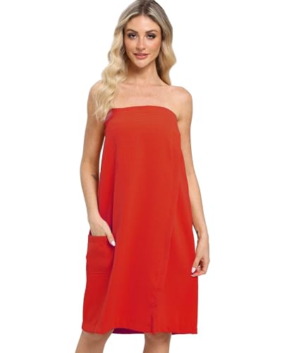 Xeoxarel Women's Waffle Weave Towel Wrap with Adjustable Closure