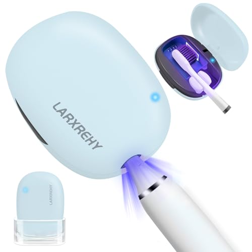 Blue Toothbrush Cleaner Case with Holder - Portable Rechargeable Travel Sanitizer