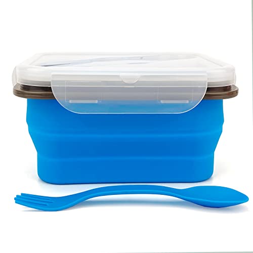 Small Silicone Collapsible Lunch Container with 2-in-1 Spoon & Fork