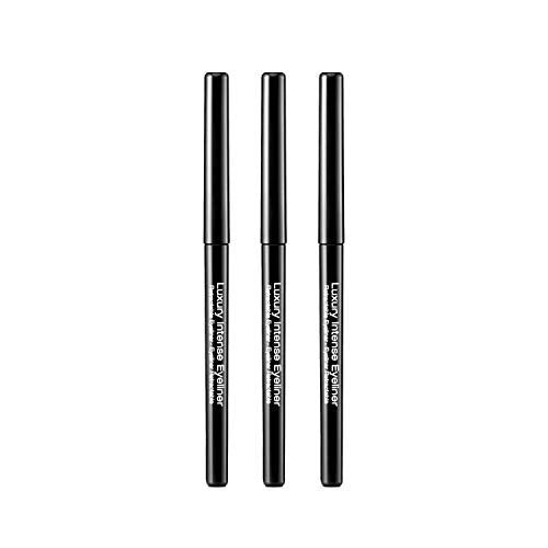 KISS NEW YORK Luxury Intense Retractable Eyeliner Set – 3 Pack, Blackest Black