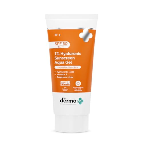 The Derma Co 1% Hyaluronic Acid Sunscreen Aqua Gel SPF 50 PA++++, 80g
