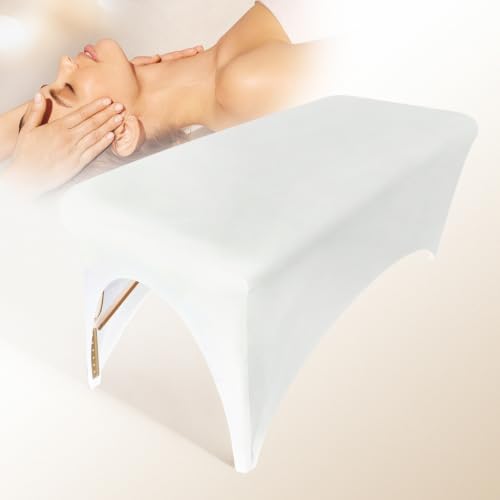 HOLITS Professional Stretchy Spa Bed Cover - White Massage Table Topper