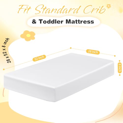 Horbaunal Satin Crib Sheets 2 Pack - Soft & Silky Fitted Baby Sheets for Sensitive Hair, 52" x 28"
