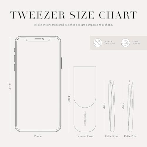 Tweezerman Petite Tweeze Set with Travel Case - Point and Slant Tweezers, Tweezers for Travel (Black Case)