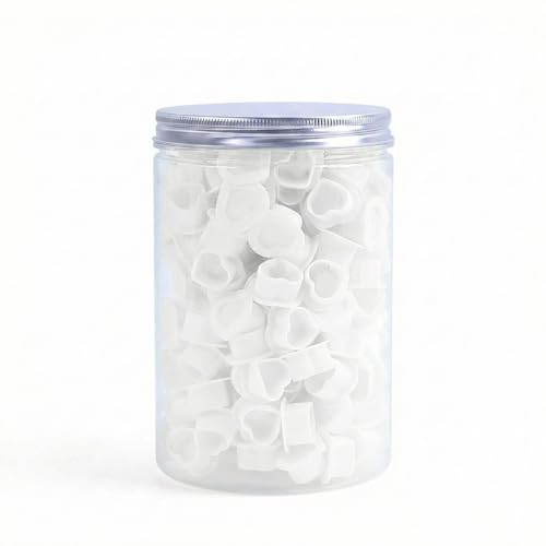 Fnskatzici 200Pcs Heart-Shaped Tattoo Ink Caps with Base - White Silicone Pigment Cups for Tattoo & Microblading