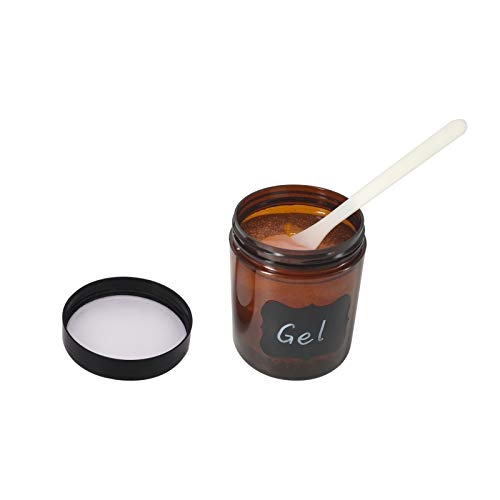 8oz Amber Plastic Jars with Black Lids - 12 Pack Storage Set