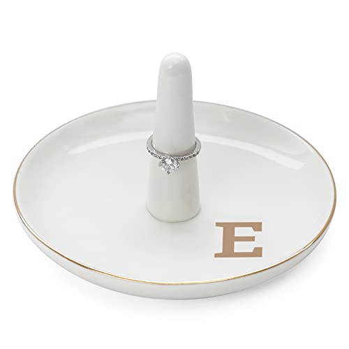 Personalized Initials Ring Holder Jewelry Tray - Ceramic White
