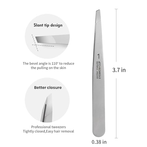 Eyebrow Hair Removal Tweezers, Slant Tweezer Handmade Professional Eyebrow Facial & Hair Remover Better closure Stainless Steel