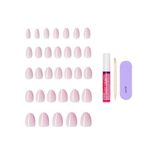 KISS Core Euphonious Pink Short Almond Shape Press On Nails with Glue & Tools