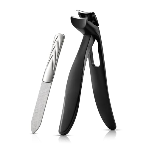 BEZOX Ergonomic Toenail Clippers for Seniors - Thick Nail Cutter with File