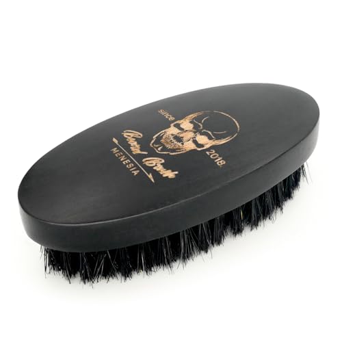 Black Boar Bristle Beard Brush for Men - Travel Size & Soft