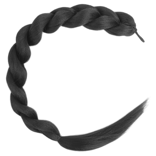 SECPOCPONY 24 Inch Black Synthetic Braided Ponytail with Tie for Costume Cosplay (1B)