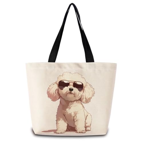 Bichon Frise Tote Bag - Cute Reusable Grocery Shoulder Bag