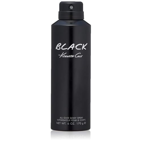 Kenneth Cole Black Body Spray for Men, Aromatic Woody Fragrance, 6.0 Fl. Oz