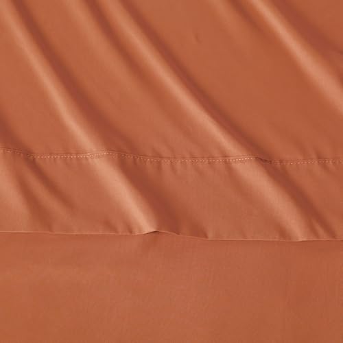 Amazon Basics Twin Bed Sheet Set - Soft Microfiber, Brick Color