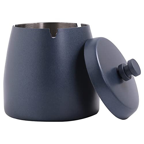 Stainless Steel Ashtray with Lid - Smokeless & Windproof