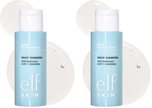 e.l.f. Holy Hydration! Daily Cleanser Mini - Vegan Face Cleanser with Hyaluronic Acid (Pack of 2)