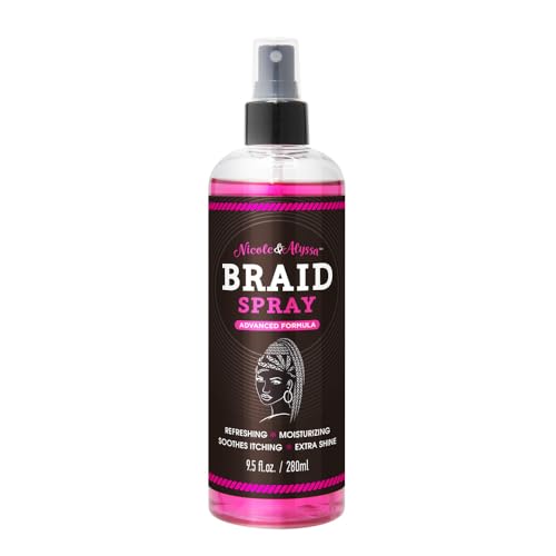 Nicole & Alyssa Braid Spray 9.5oz Pack of 2 - Moisturizing, Detangling & Shine for Braids, Twists, Locs, Cornrows & Crochet Styles
