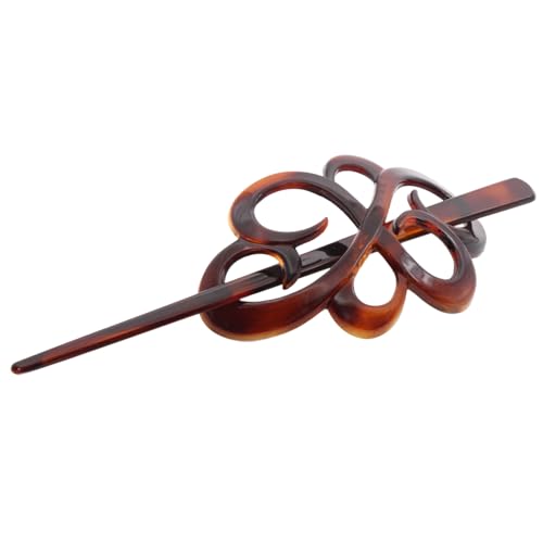 Parcelona French Tortoise Shell Bun Holder with Hair Stick - 3.5 Inch