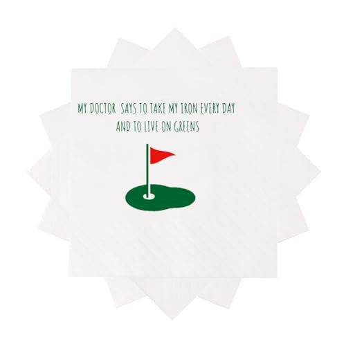 VOWFOO Golf-Themed Cocktail Napkins - 50 Disposable 5x5 In. Humor