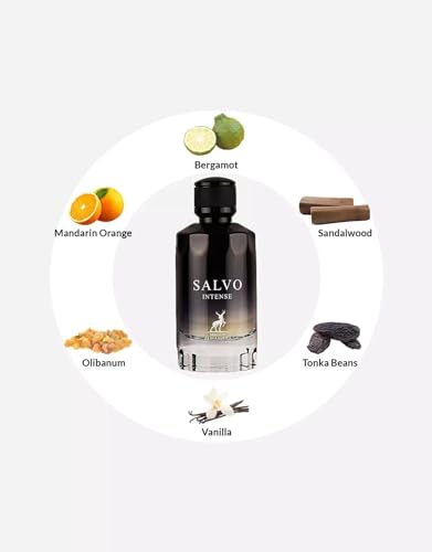 Salvo Intense by Maison Alhambra for Men, Amber Fougere EDP Spray, 3.4 oz