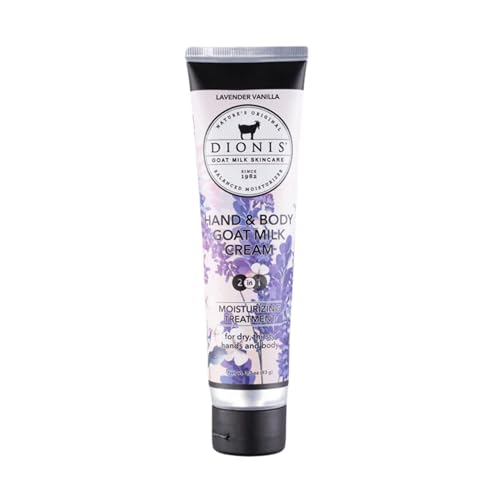 Dionis Goat Milk Hand & Body Cream Lavender Vanilla 3.3oz - Hydrating & Nourishing