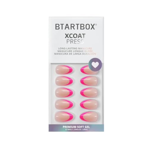 BTArtbox Berry French Press On Nails - Short Almond, 32 Ct Kit