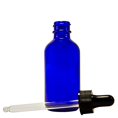 GreenHealth 2oz Cobalt Blue Glass Dropper Bottles Pack of 2 – Travel Size, UV Protection, Refillable for Essential Oils & Serums