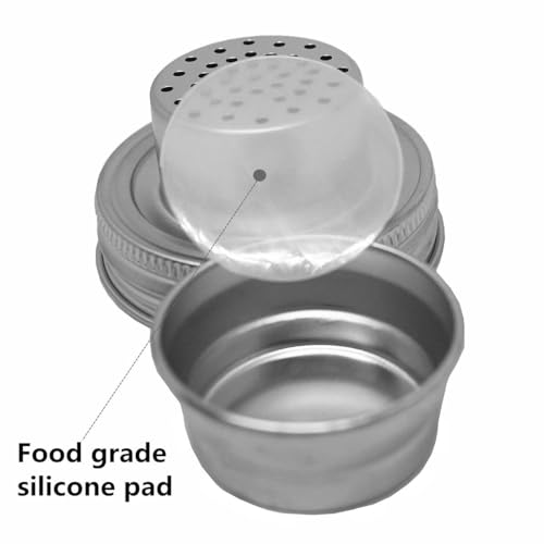 4-Pack Stainless Steel Shaker Lids for Regular Mouth Mason Jars