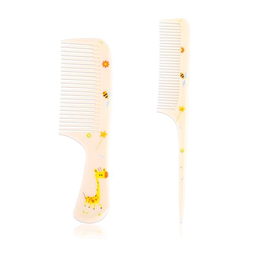 Baby Hair Comb Set - 2 Cute Giraffe Combs for All Hair Types