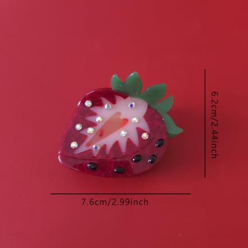 Cute Strawberry Hair Claw Clip - Durable Acetate Fruit Hair Accessory