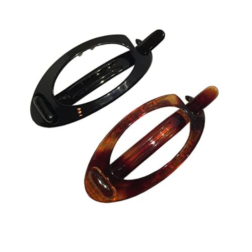 Parcelona Tortoise Shell Hair Clip Barrettes Set of 2 - No Metal, 3.15 Inch