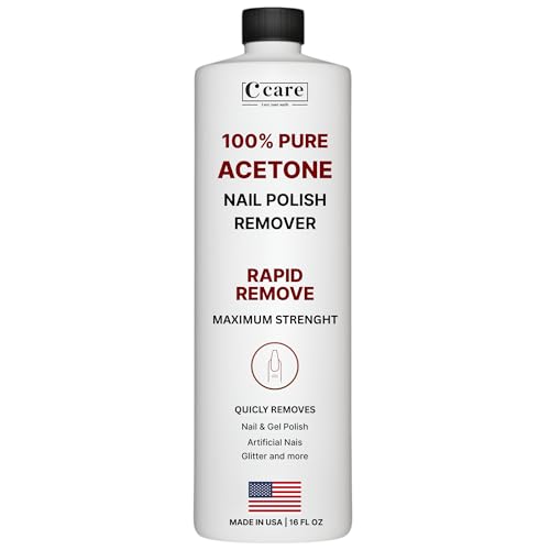 C CARE 100% Pure Acetone Nail Polish Remover 16 Fl oz - Professional-Grade, Fast-Acting