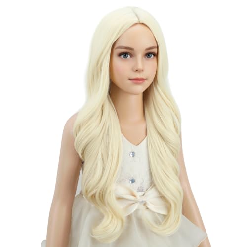 PATTNIUM Light Blonde Long Wig for Kids - 22in, Adjustable Cap, Heat Safe