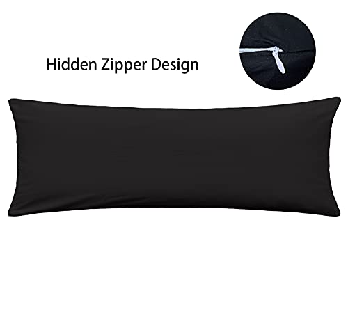 iMaylex 100% Egyptian Cotton Zipper Pillow Case - Black, 20" x 48"