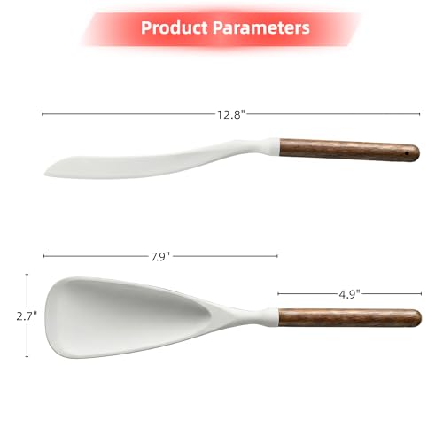 TOPAA 2-Pack Silicone Spoonula Set with Wooden Handle - Heat Resistant & BPA-Free