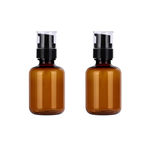 ASTRQLE 120ml Amber Plastic Travel Bottles with Pump Leak-Proof Lotion Dispenser - Set of 2