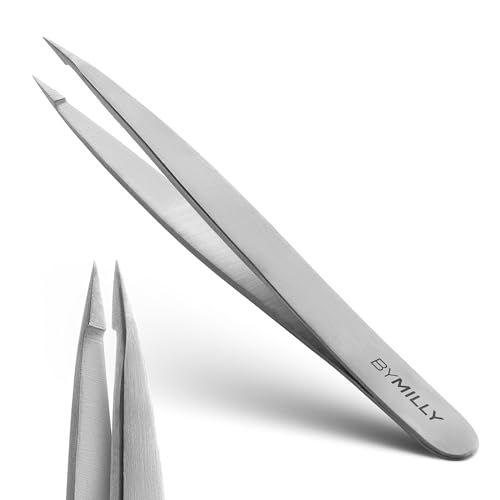 Silver Pointed Tweezers - High Carbon Stainless Steel Precision Hair Removal by MILLY