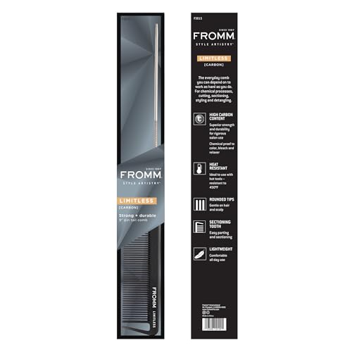 Fromm F3015 Limitless 9-Inch Pin Tail Comb - Heat Resistant & Durable (2 Pack)