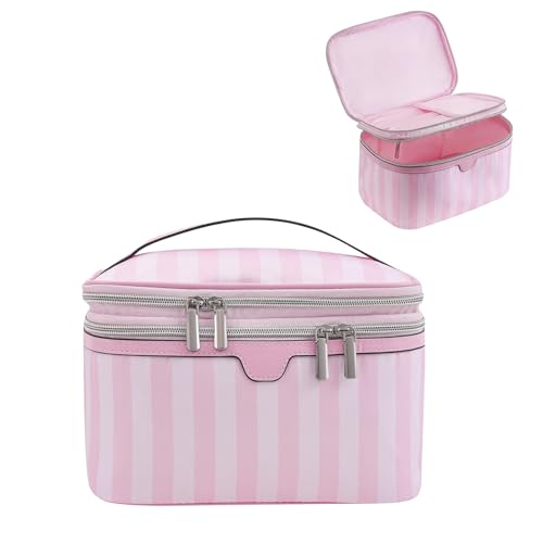 RSRSLEII Waterproof Large Double Layer Travel Makeup Bag - Top Open Variation