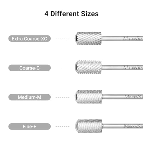 MelodySusie Coarse Silver Nail Drill Bits 3/32'' Large Round Top Carbide for Manicure & Pedicure