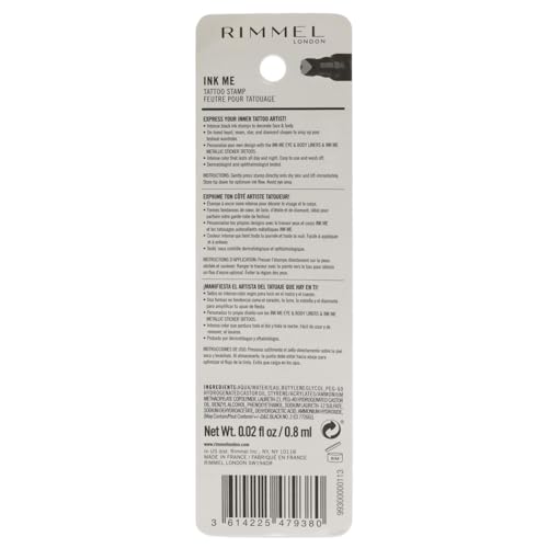 Rimmel Ink Me Tattoo Stamp Eyeliner 001 Black Heart Shape Face & Body Marking