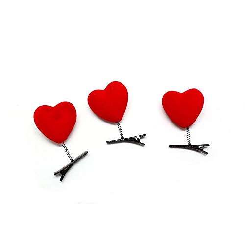 BinaryABC 10 Pcs Valentines Day Red Heart Hair Clips Hairpins for Girls & Kids