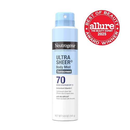 Neutrogena Ultra Sheer Dry Touch Sunscreen Spray SPF 70 Broad Spectrum UVA UVB Protection Lightweight Water Resistant up to 80 Minutes Oil PABA Oxybenzone Free, 3-pack of 5 oz
