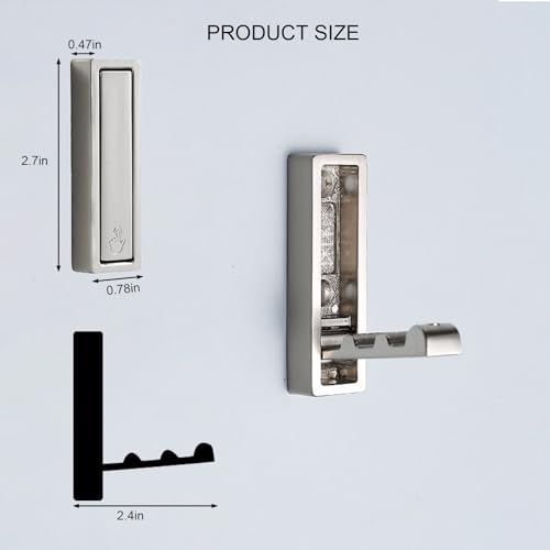 MACIKWON Foldable Coat Hooks - Heavy Duty Wall Hooks for Coats, Bags & Towels (2 Pack, Brushed Nickel)