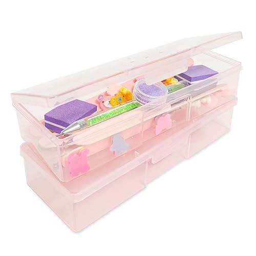 Hozziii 6-Pack Pink Nail Tech Storage Cases with Labels – Manicure Tool Organizer