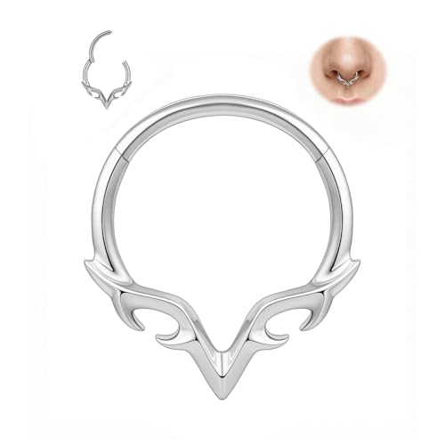 MissNity 16G Hinged Clicker Ring - 316L Steel, 10mm Silver for Septum, Daith, Cartilage