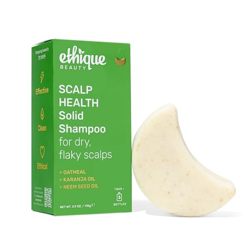 Ethique Scalp Health Solid Shampoo Bar with Oatmeal – Nourishing & Soothing, Travel-Friendly, 3.88 oz