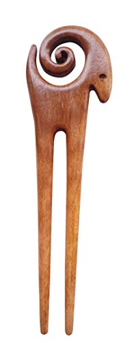 Marycrafts Wooden Ram Symbol Hair Pin - Handmade Natural Hair Accessory, 14.5cm